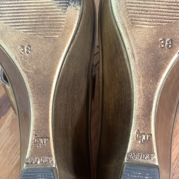 Matisse | Gold Shoes Sandals Leather Studded Slip-On Wedge Heels Made in Italy 7 - Picture 10 of 17